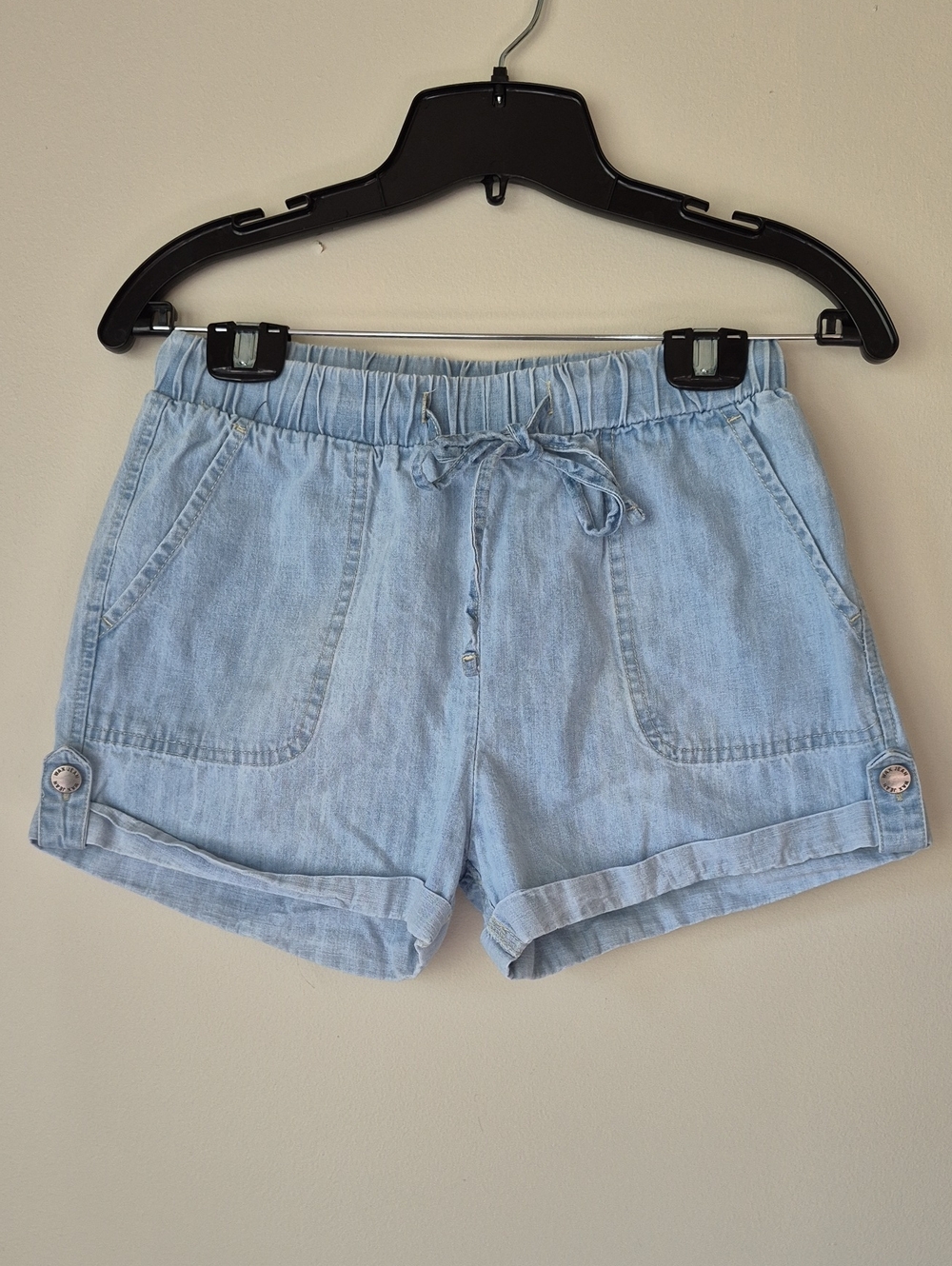 Wax Jean Light Blue Drawstring Denim Shorts